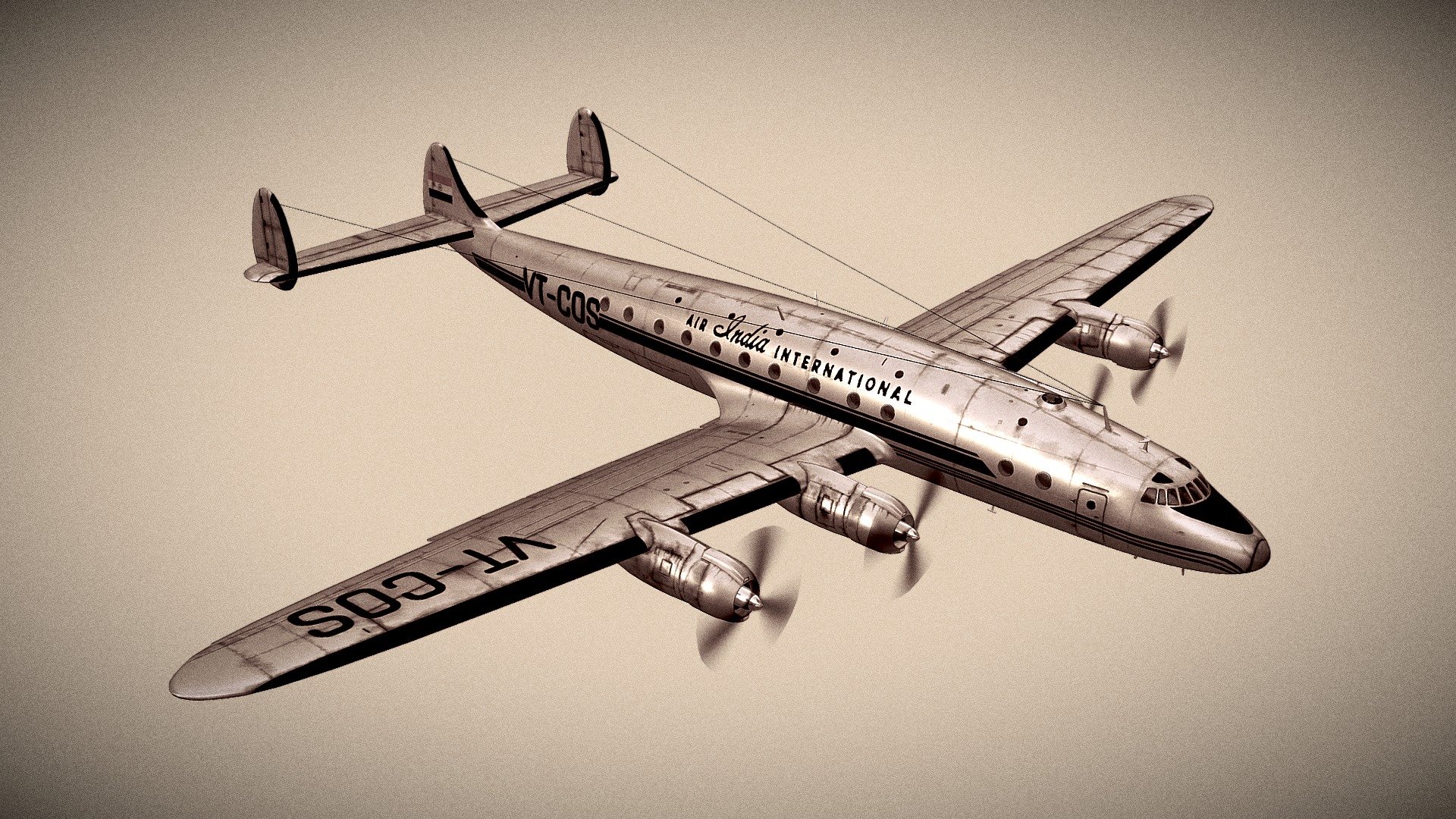 Lockheed Constellation model and texture (lower resolution textures also available). 
I made this for the Frontiers challenge, using Sketchfab's post processing to it's full advantage 3d model