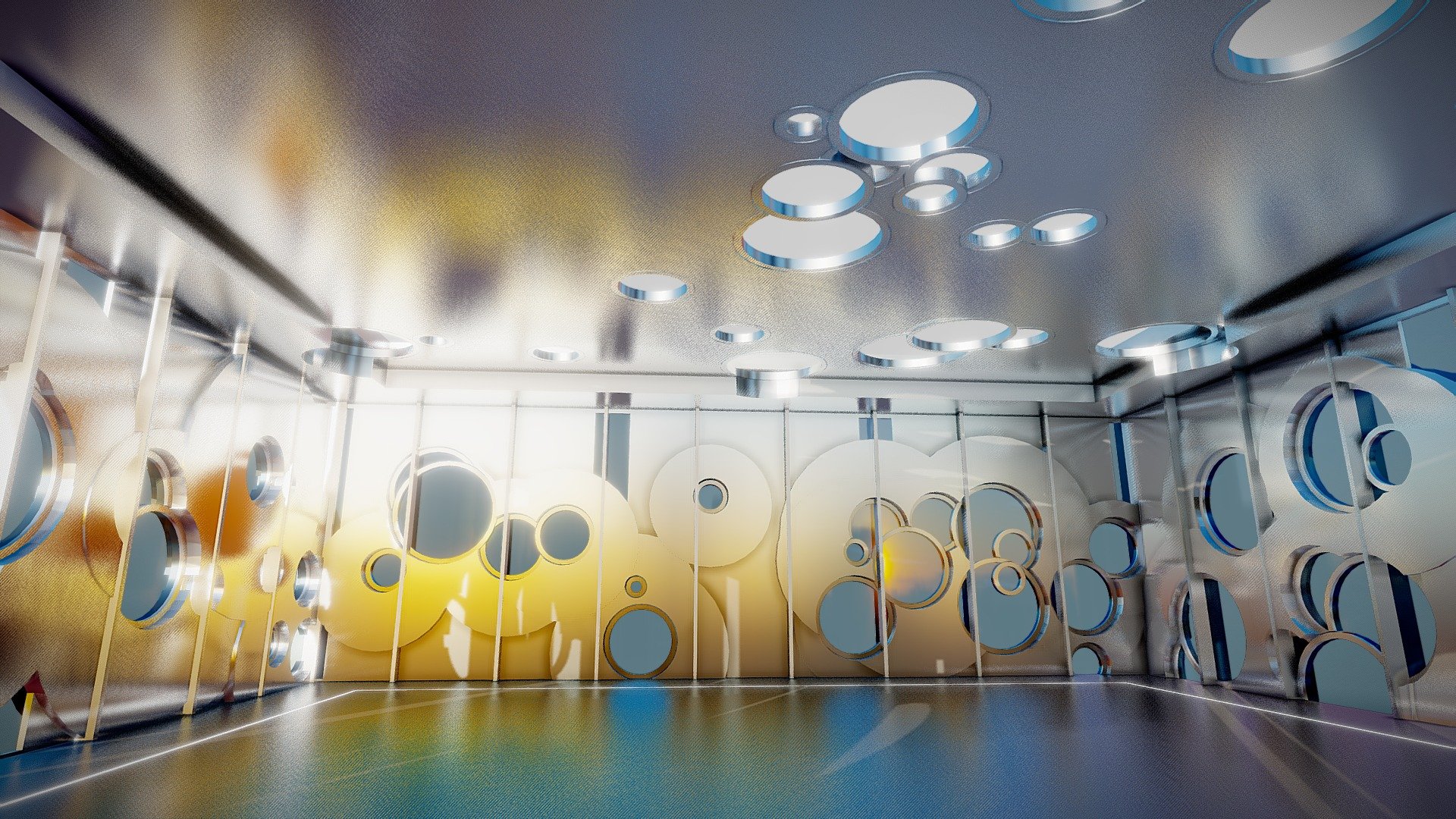 Detailed futuristic interior scene. Low poly and sutitable for real-time applications 3d model