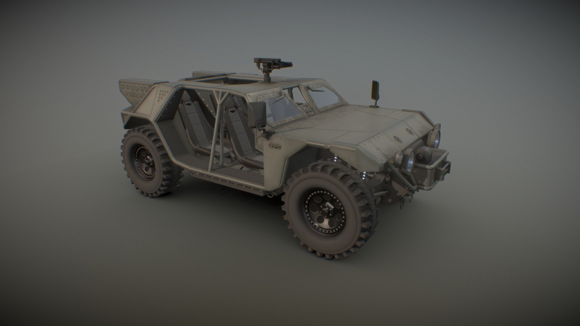 The P6 ATAV is a light strike vehicle manufactured by PT Sentra Surya Ekajaya (SSE Defense). The P6 first appeared in public at the Indo Defense 2016 exhibition. The P6 is classified as a rantis (tactical vehicle) by the TNI.

For dimensions, the P6 ATAV is 4.6 m long, 2.3 m wide and 1.5 m high. For the engine, it uses a 4-cylinder turbo diesel engine with a capacity of 2300 cc. Its power is 142 HP at 3400 RPM. Just like the Flyer, the engine is placed at the back. As an off-road vehicle, the P6 uses independent suspension and a winch at the front. Despite being lightly armored, the P6 uses run flat tires and an automatic transmission. On a full fuel tank (120 litres), the P6 can travel 500 km and reach a speed of 120 km/h.

Model In Blender 2.9 Textured in Substance painter - P6-ATAV - Download Free 3D model by drcrazzie 3d model