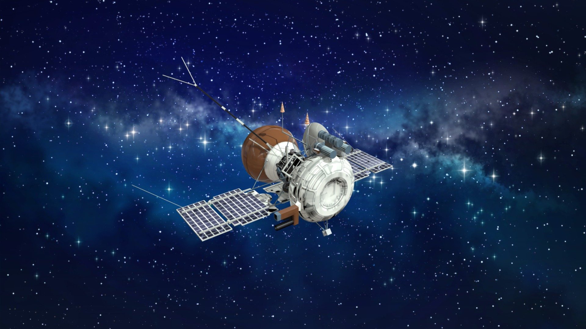 The Soviet Vega space probe was a series of missions during the 1980s. Comprising two spacecraft, Vega 1 and Vega 2, these missions were conducted to study the planets Venus and Halley's Comet.

Both spacecraft's primary objectives included studying Venus' atmosphere, surface, and magnetic field. Additionally, they released descent modules equipped with instruments designed to land on Venus and gather data from the planet's harsh environment.

One of Vega's most notable achievements was its encounter with Halley's Comet in March 1986. These missions marked the first and only time that a spacecraft conducted a close flyby of a comet's nucleus, providing valuable insights into the composition and characteristics of comets.

The Vega space probe missions were important contributions to planetary exploration and our understanding of celestial bodies within our solar system 3d model
