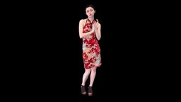 Female Scan body, bodyscan, dress, chinese, engine, woman, beautiful, realitycapture, character, photogrammetry, asset, model, female, human, person, noai, human-engine