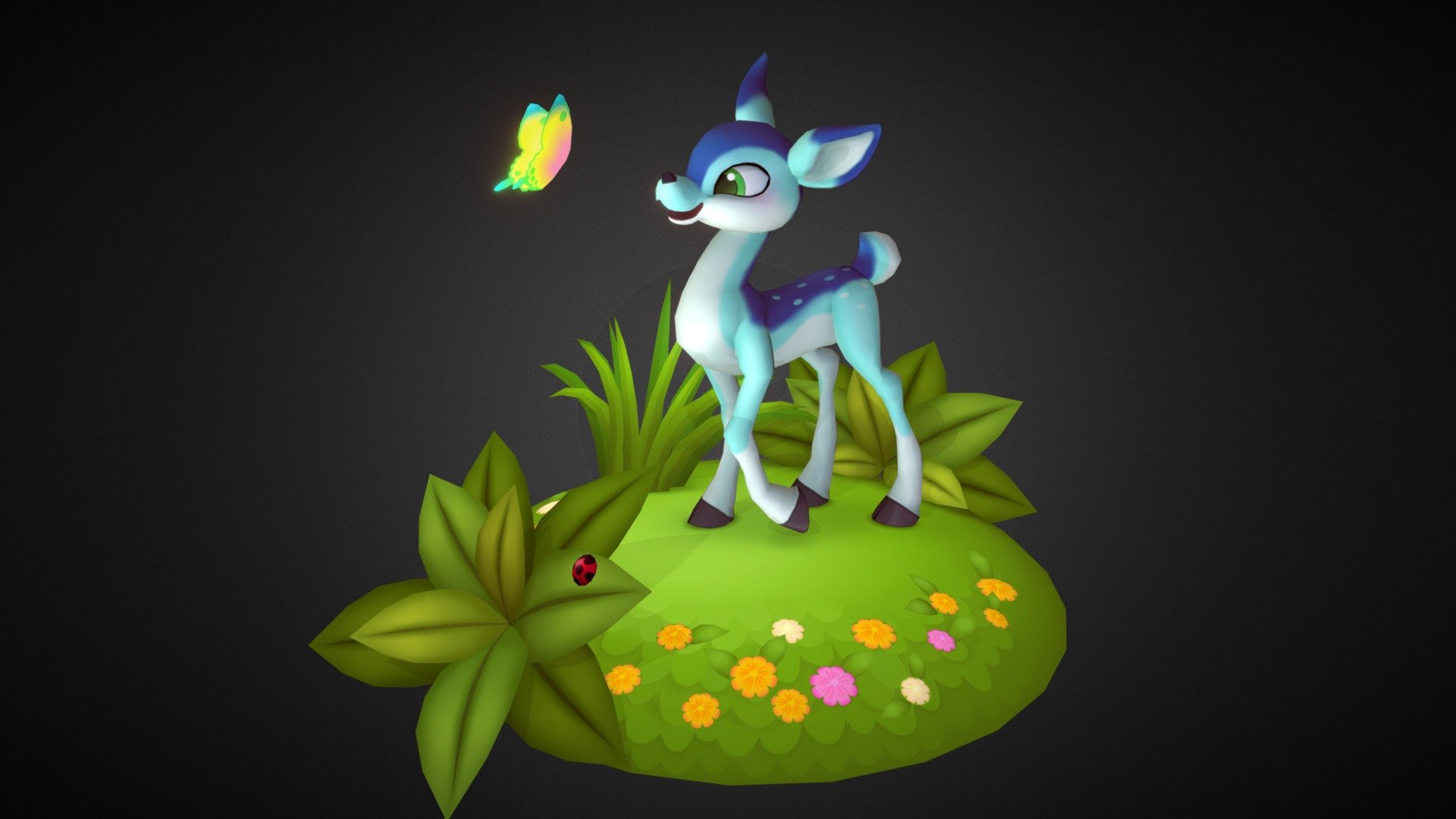 a cute little deer that plays with butterflies

made by  staff &ldquo;ＨaetoriSpider