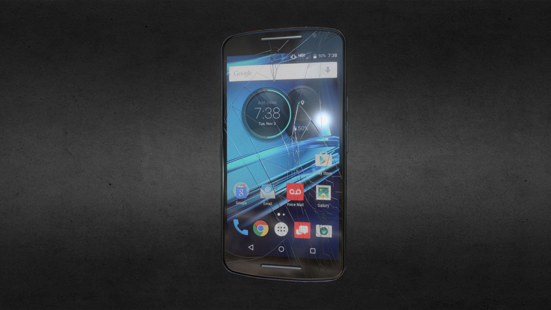 A model of my phone. I've dropped it once or twice. 

I modeled this in CAD software as surfaces instead of polygons, just to work on my CAD -&gt; to -&gt; VR retopo and baking workflow which is becoming really popular with big corporations that have huge asset libraries of CAD style models 3d model
