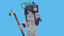 Blue Archive alice（ maid） pixel-art, blockbench, girl, minecraft
