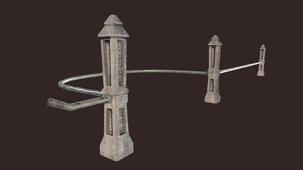 metal fence 3 - metal fence 3 - 3D model by adamjknight3dUni 3d model