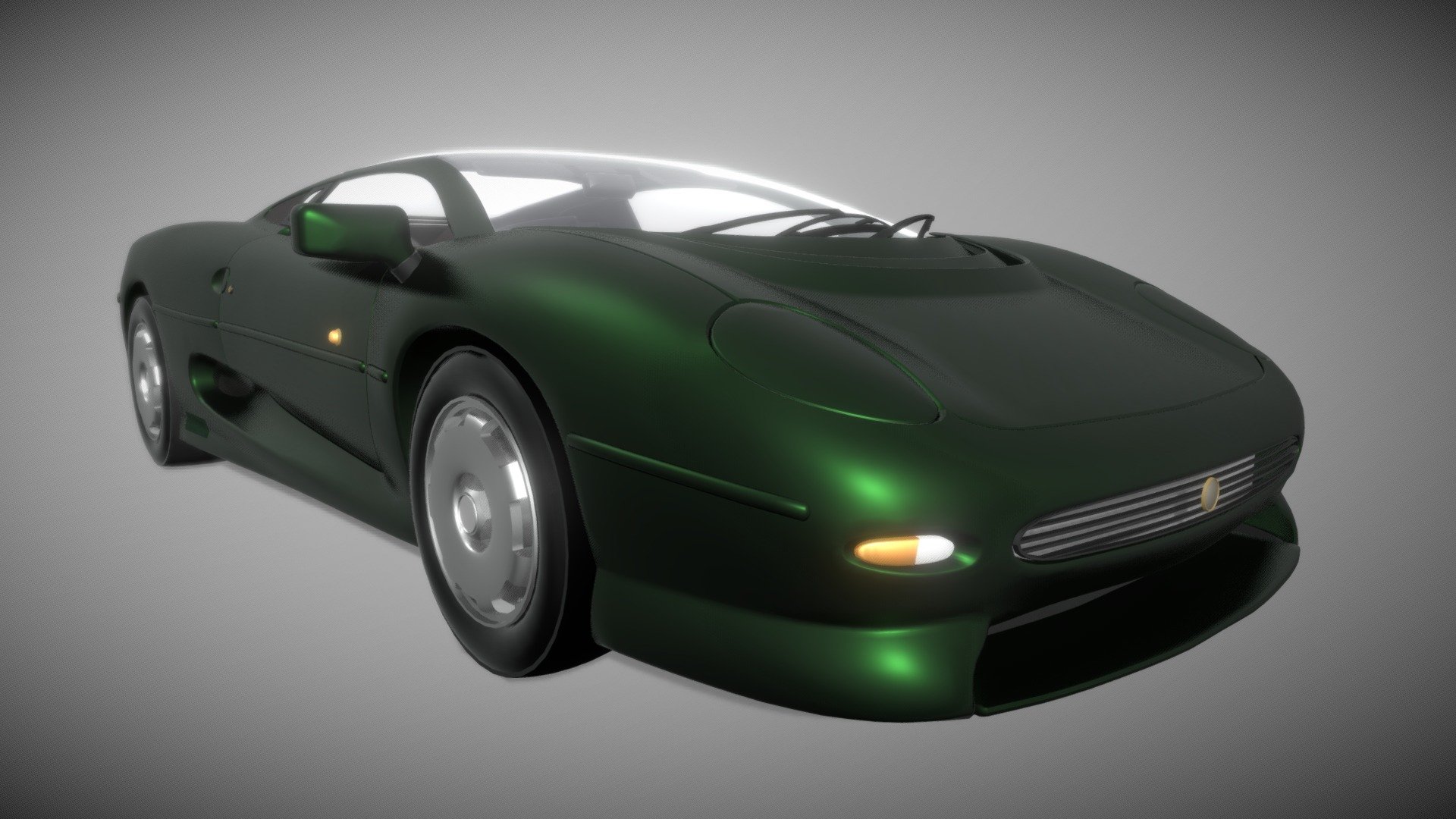 Jaguar XJ220 in Silverstone Green.

The Jaguar XJ220 is a two-seat sports car produced by British luxury car manufacturer Jaguar from 1992 until 1994, in collaboration with the specialist automotive and race engineering company Tom Walkinshaw Racing. The XJ220 recorded a top speed of 212.3 mph (341.7 km/h) during testing by Jaguar at the Nardo test track in Italy.This made it the fastest production car from 1992 to 1993 According to Jaguar, an XJ220 prototype managed a Nürburgring lap time of 7:46.36 in 1991 which was faster than any production car lap time before it.

The XJ220 was developed from a V12-engined 4-wheel drive concept car designed by an informal group of Jaguar employees working in their spare time.The group wished to create a modern version of the successful Jaguar 24 Hours of Le Mans racing cars of the 1950s and 1960s that could be entered into FIA Group B competitions. The XJ220 made use of engineering work undertaken for Jaguar's then current racing car family 3d model