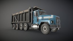 Classic Dump Truck wheel, truck, dump, transport, road, generic, classic, cargo, old, lorry, dumper, straight, tipper, hauler, haul, vehicle, pbr, lowpoly, industrial, gameready