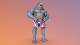 SHARK GOD (nanaue) shark, anatomy, pose, god, posed, reference, realism, render, asset, man, animal, download, gameready, nanaue