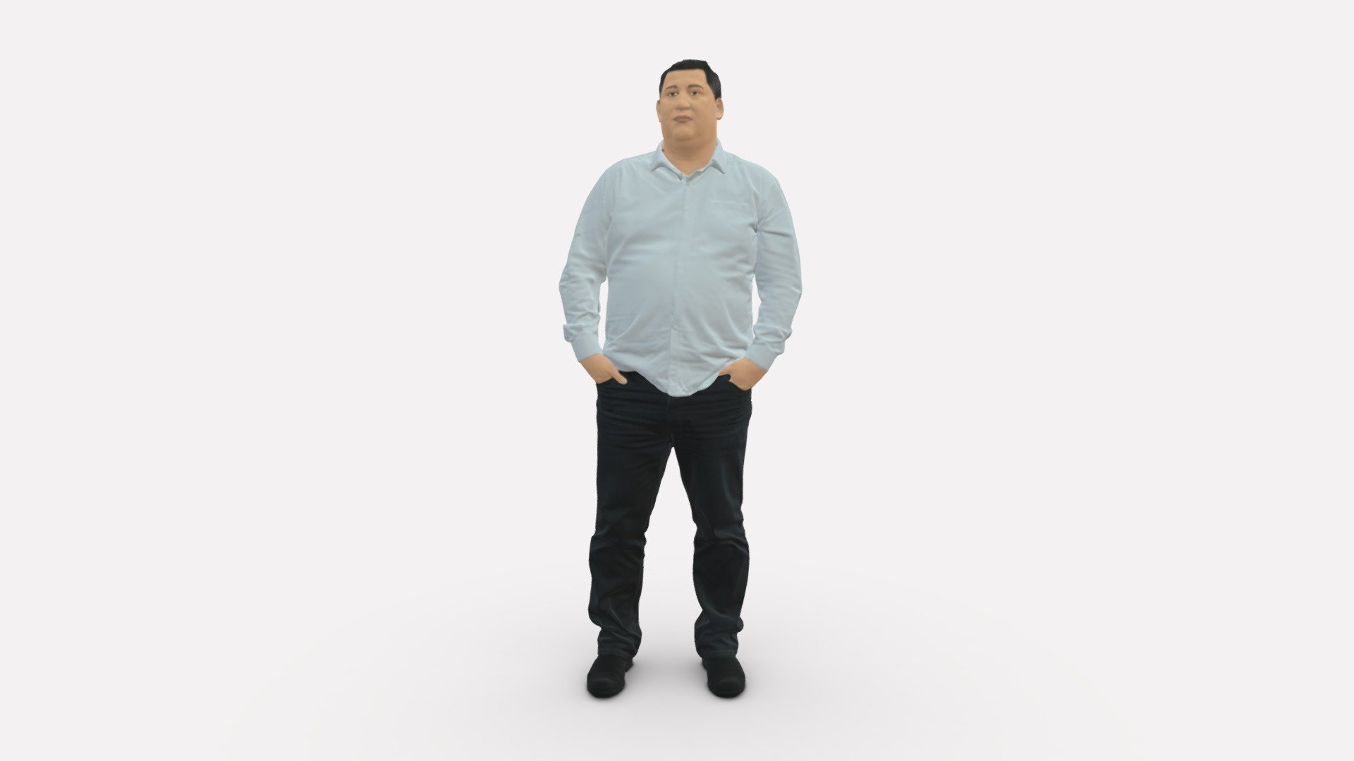 We provide unique 3d scanned models with realistic proportions for closeup and medium-distance views in artworks, paintings and classes. As well as architectural visualization projects.

Main features:




high-end realistic 3d scanned model;

realistic proportions;

highest quality;

low price;

saves you time for more time in landscaping and interiors visualization.

FEATURES 




3d scanned model 

Extremely clean

Edge Loops based

smoothable

symmetrical

professional quality UV map

high level of detail

high resolution textures

real-world scale

system unit: cm

TEXTURES 




Textural Resolution: 4096 x 4096

Color Map

The model is suitable for stereolithography 3d printing 

The model is also ready for fullcolour 3d printing - Fat Man Shirt Outside 0498 - Buy Royalty Free 3D model by 3DFarm 3d model