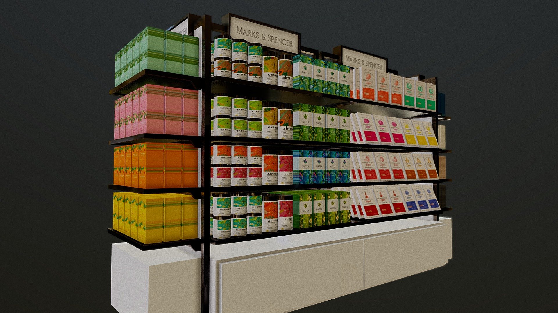 Góndola Marks &amp; Spencer Made with 3d builder + Paint 3d Draw from : https://www.linkedin.com/posts/dalzielandpow_retaildesign-branddesign-storedesign-activity-7168964663894863872-R0xr?utm_source=share&amp;utm_medium=member_desktop - Góndola de Tés, Chocolates  y Café - Download Free 3D model by vmmaniac 3d model
