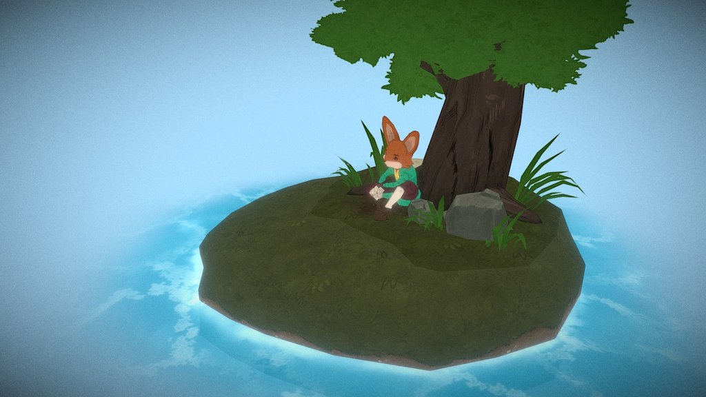 Don't usually do dioramas, but wanted to give it a try. Low-poly toon style, as always. 
~(-.- ~) - Fenark under the Tree - 3D model by shabab.i 3d model