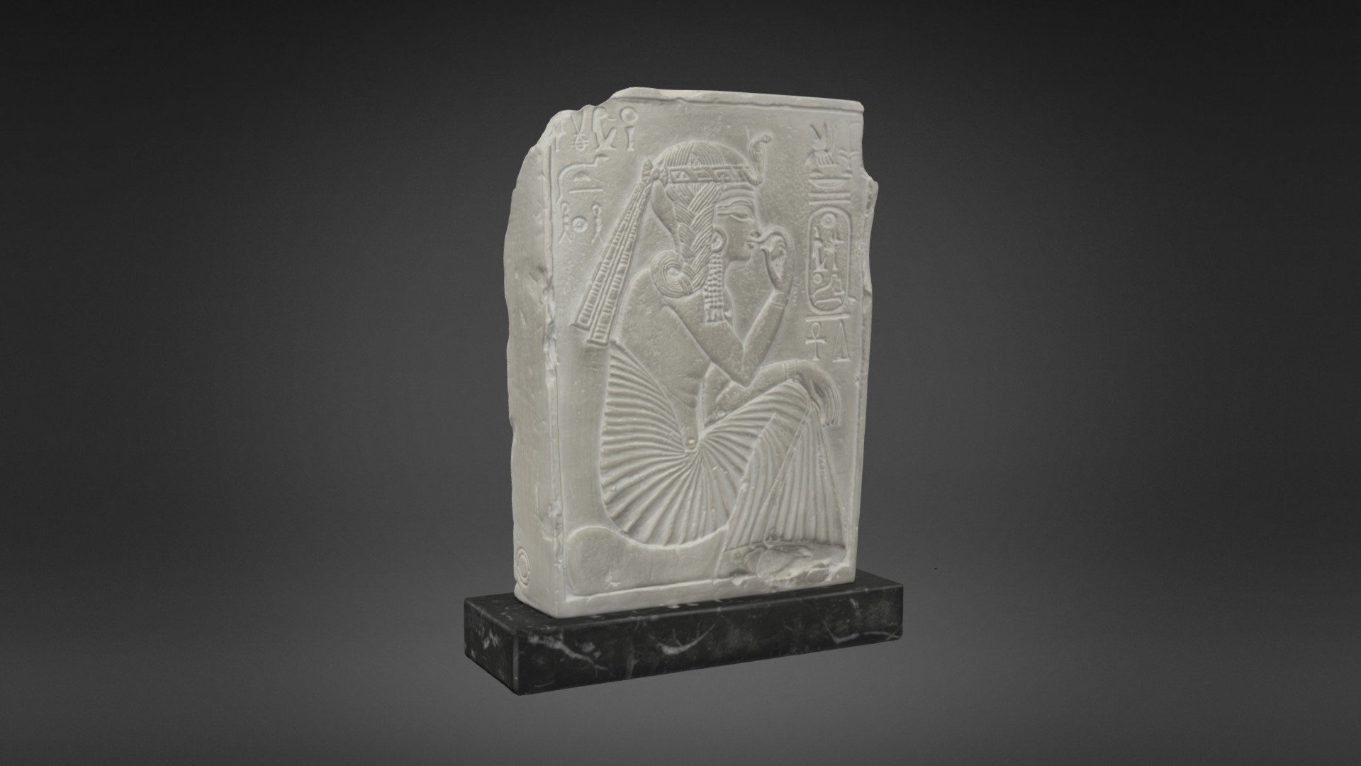 Stèle de Ramses II enfant

RE000052

Le roi-enfant est assis sur le signe de l’horizon. Au verso : un vizir devant le dieu Ptah. Sans doute Paser, vizir jusqu’en l’an 27 du roi.

LIEU DE CONSERVATION DE L'ORIGINAL : Paris, Musée du Louvre

Original en calacaire

Reproduction Rmn-GP en résine

DIMENSIONS : Hauteur: 19 cm Largeur: 14 cm Profondeur: 5 cm

Ateliers d’art des musées nationaux

L'Agence Photo

This is a light 3D model for web display. To use the high quality model contact agence.photo@rmngp.fr

© Rmn-GrandPalais/Reproduction 3D Rmn-GP - Stèle de Ramses II enfant - 3D model by Rmn-Grand Palais (@francecollections) 3d model