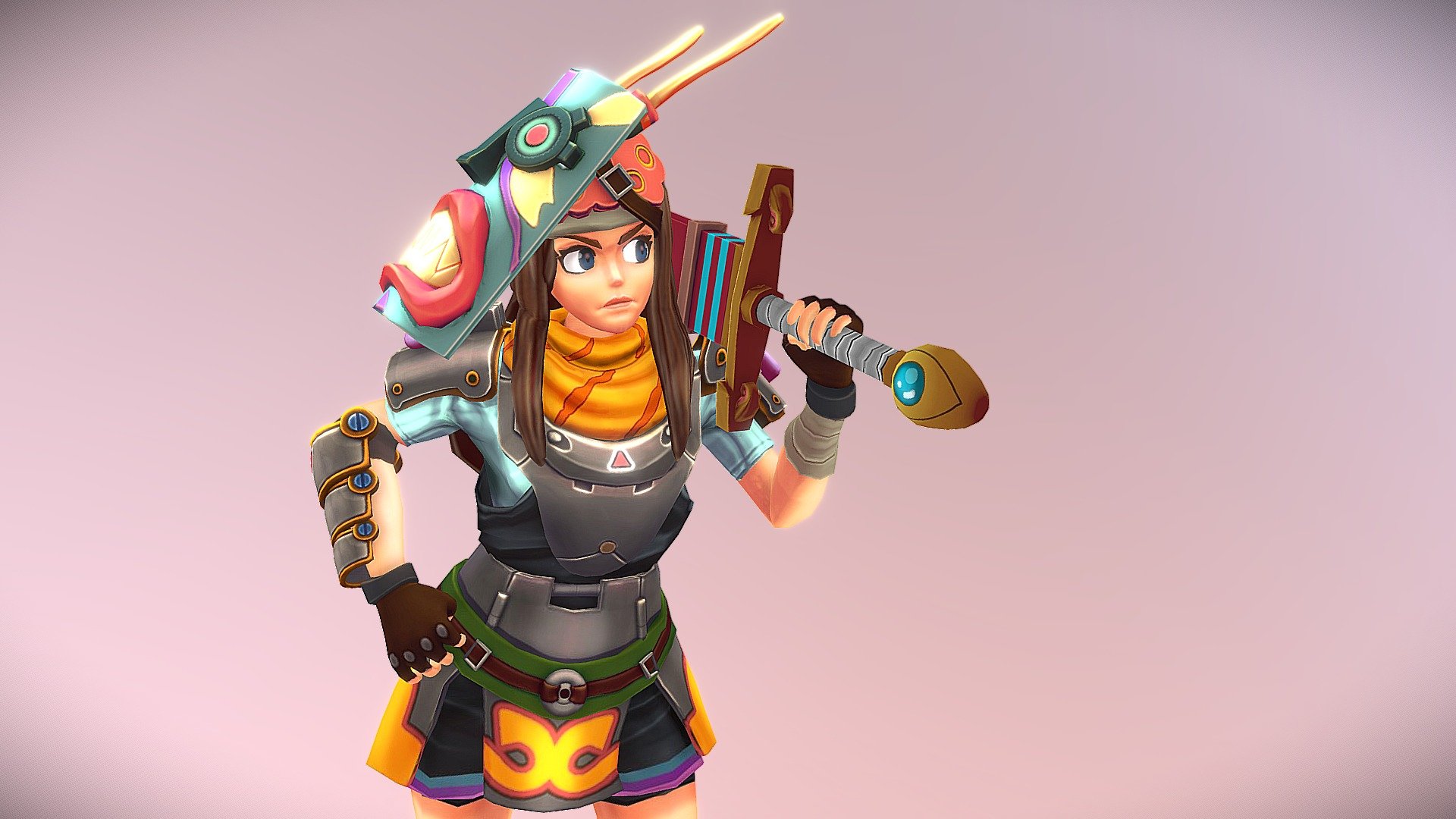 Based on a concept by Ahmad Beyrouthi (https://www.artstation.com/artwork/lV53RO) - Sword Girl - 3D model by MattTonks (@tonka316) 3d model