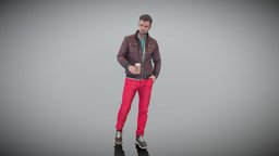 Man in jacket walking 396 cute, style, archviz, scanning, people, walking, photorealistic, jacket, pants, stylish, young, casual, scan3d, t-shirt, ukraine, posing, handsome, malecharacter, peoplescan, male-human, brunette, photoscan, realitycapture, photogrammetry, lowpoly, scan, man, human, male, highpoly, scanpeople, deep3dstudio, redpants, noai