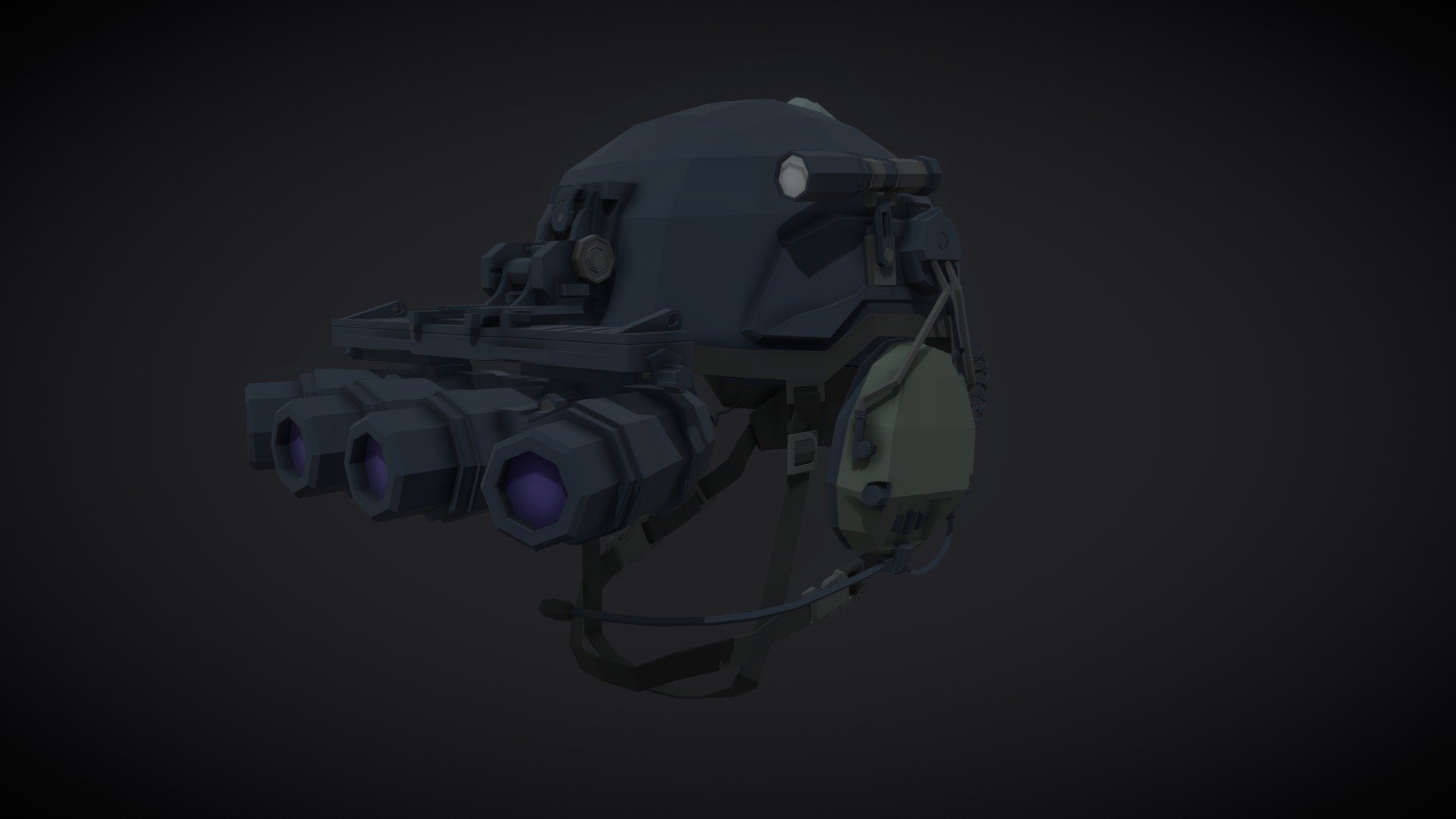 Low Poly Swat helmet with night vision goggles - 3D model by MLGprogect 3d model