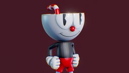 Cuphead Statue and, devil, mug, run, 1930, cuphead, mugman, cartoon, game, gun, cup