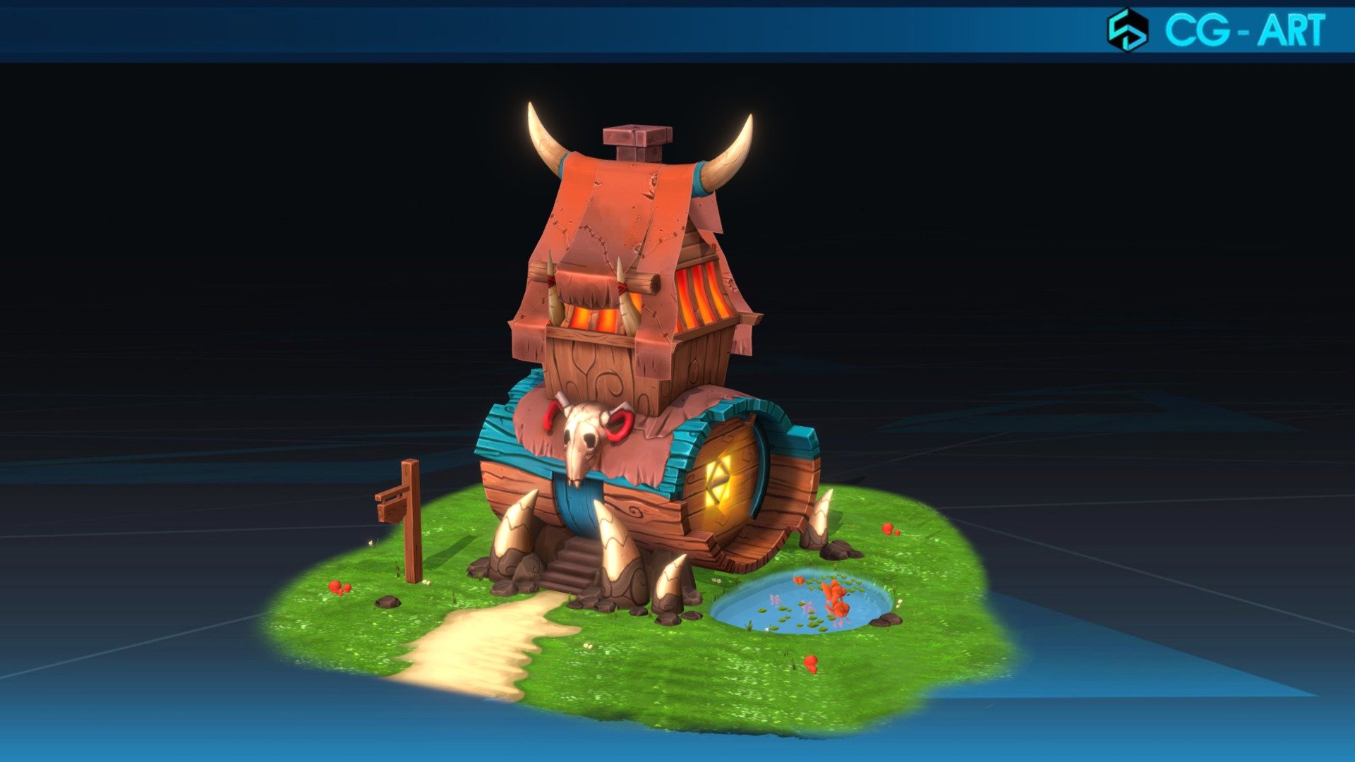 inspired by the 2D concept from Hong art  we have create a 3D model of the clan hut within a week of work . we hope that this project will inspire further more artist in the future and also contribute to the community of sketchfab.

if you're interested and wish to discover more of our work . you could pay us a visit following the link below . thank you for your concerning .

https://www.facebook.com/cgartvn/

https://cgart.com/portfolio-classic-04/ - Cow Horn_House - 3D model by cgart.com (@goart) 3d model