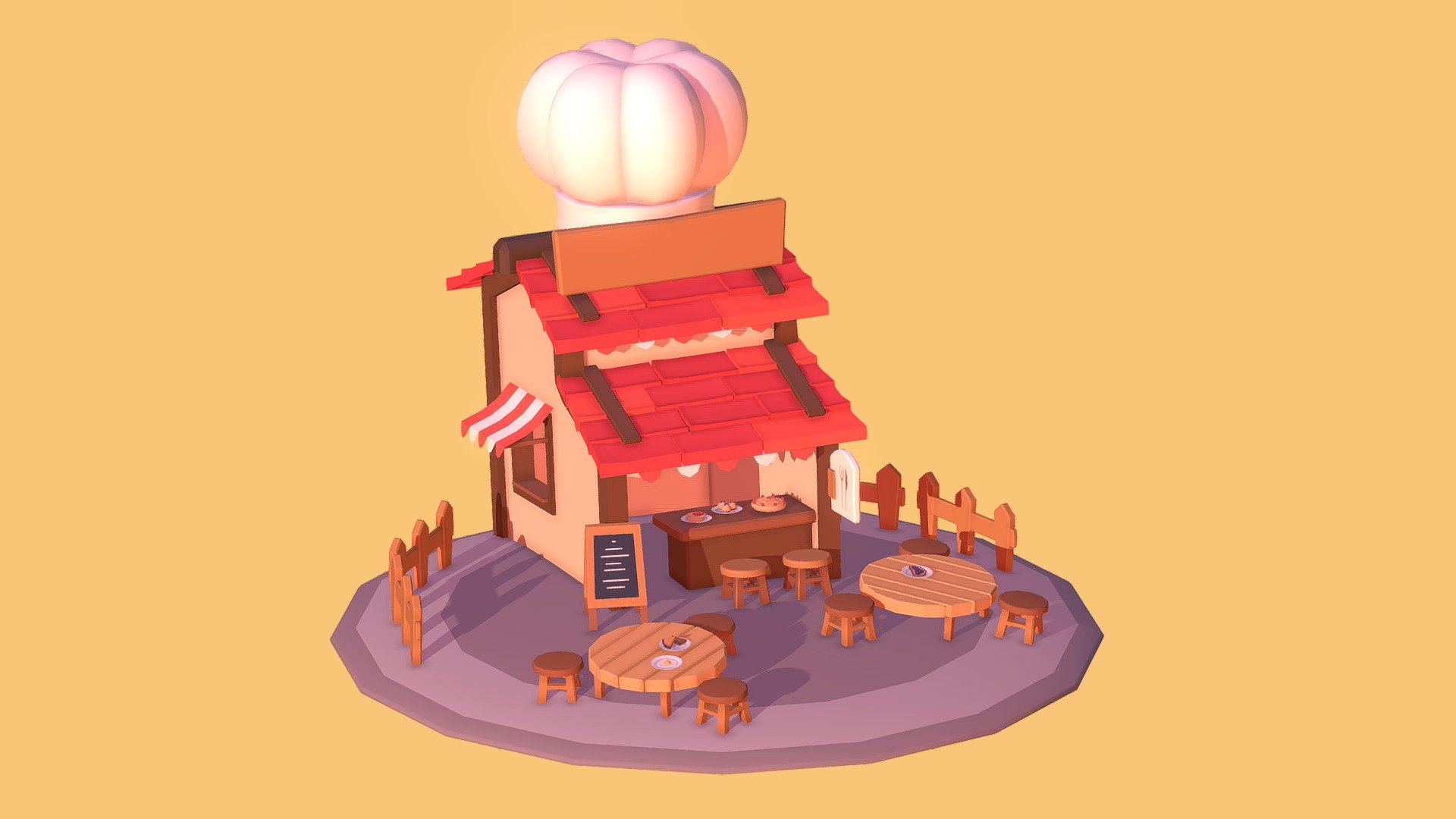 I worked at Ethereal Games as a Mobile 3D Artist for 1 year. Today, I am proud to be able to show you my work in this studio in multiple Dioramas! I hope that you will like! - Ethereal Games - Restaurant - 3D model by Maïlys Hainaut (@maridelice) 3d model