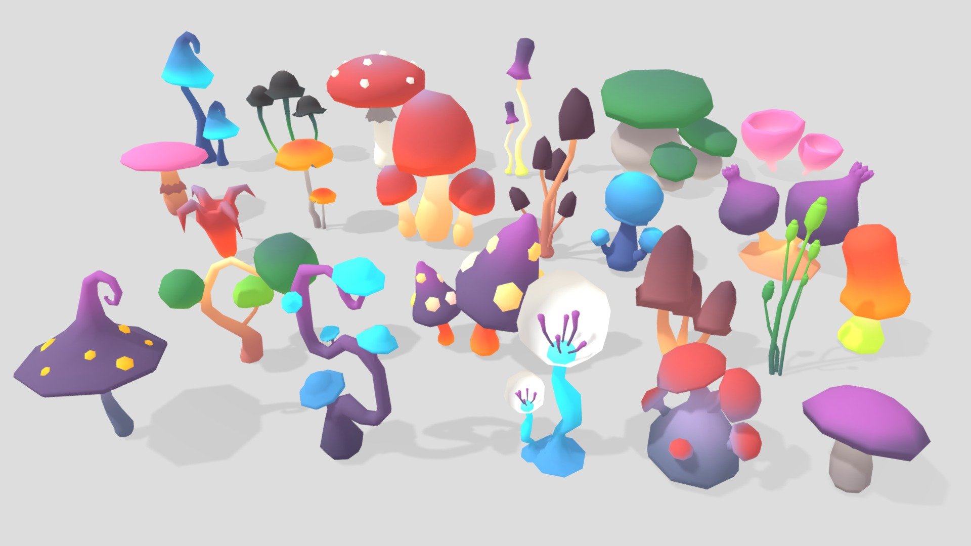 Stylized Low Poly Mushrooms Pack 01 - Stylized Low Poly Mushrooms Pack 01 - Buy Royalty Free 3D model by Creative Trio (@creativetrio) 3d model