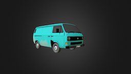 Volkswagen Transporter T3 vehicles, camping, cars, volkswagen, germany, 3d-model, 3d-models, low-poly, 3d, car