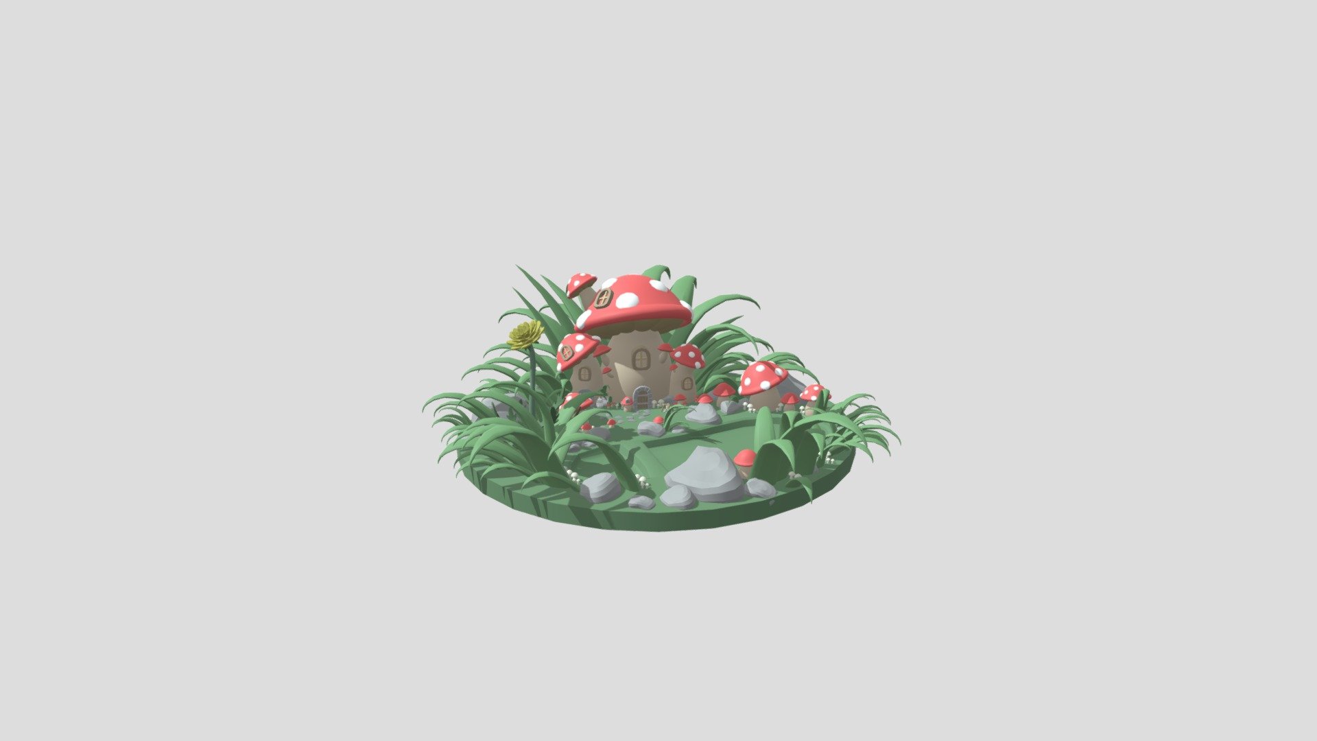 A Mushroom house scene inspired by the game Grounded 3d model