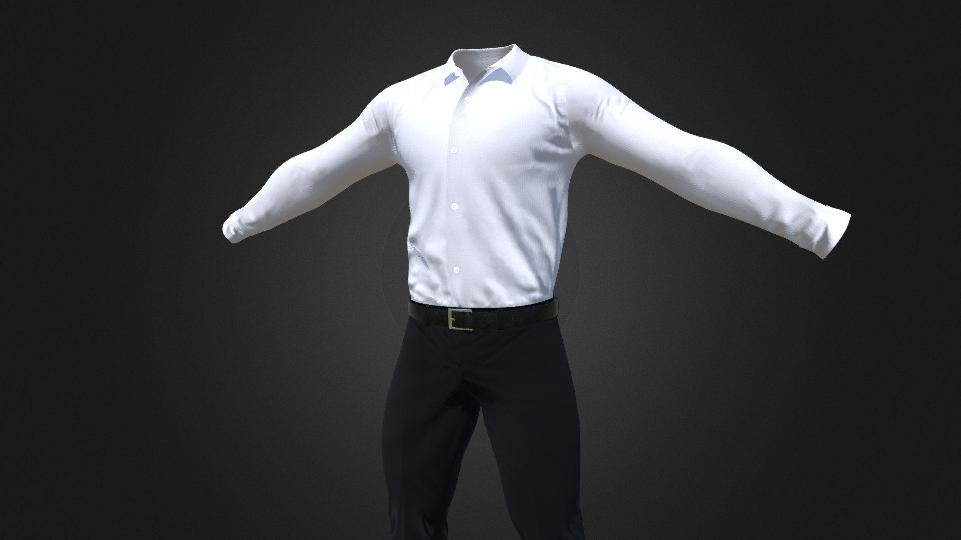 White shirt Self print and black trouser, a formal wear for every occasion, Textures and Materials are PBR, all maps are 2048x2048 in resolution.
The Maps include - Diffuse, Normals, Metalness, Height and Roughness 3d model