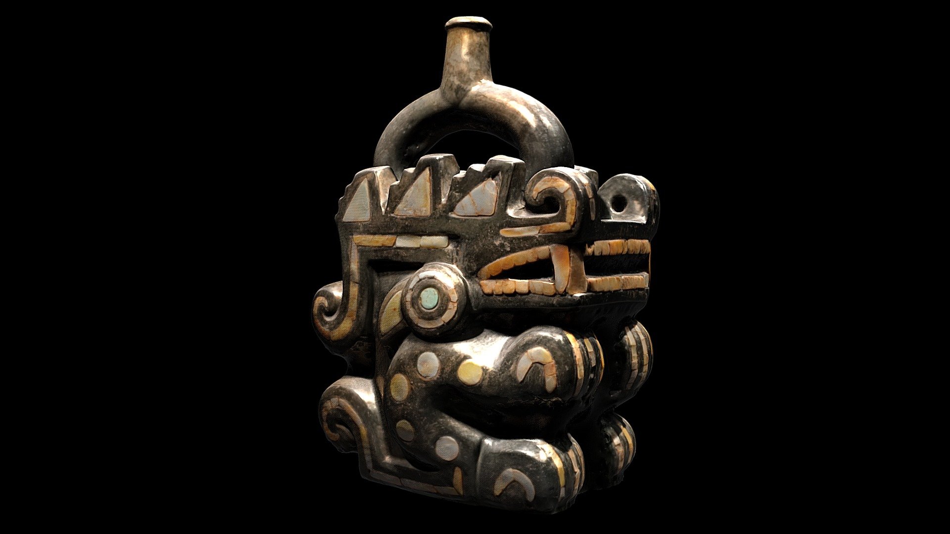 Moche, Peru, 200-400 C.E. Golden Kingdoms: Luxury Arts in the Ancient Americas, The Metropolitan Museum of Art. Catalog number 27. https://www.metmuseum.org/exhibitions/listings/2018/golden-kingdoms - Here be dragons - 3D model by Alexandre Tokovinine (@tokovinin3d) 3d model