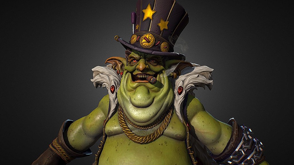 https://www.artstation.com/artwork/K1aRG
Trade Prince Gallywix fan art, made for Leslie Van Den Broeck's mentorship. 
Huge thanks to Leslie for all of the feedback &amp; go check him out if you haven't already! 
This is still work in progress. 
Next up is skinning and rigging him and eventually he will have jiggle physics and cloth physics. 
The props will also be moving physically based, with collision. All of this will be gameready and done in Unreal Engine 3d model
