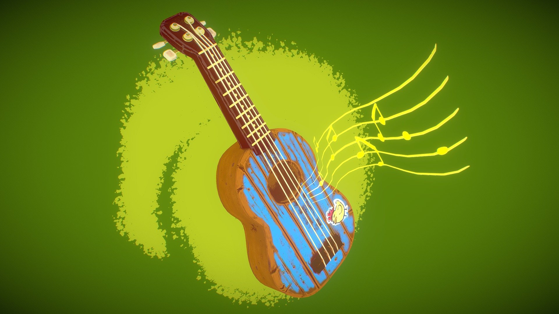 This is an old model that I pimped out a little bit. I'm doing my best to get more work out there with a handpainted style. I liked the idea of a musical theme and this seemed to play out nicely 3d model