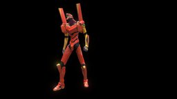 Unit 02 eva, evangelion, eva02, blender, blender3d, robot