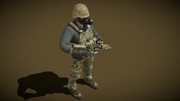 Modern Soldier police, modern, us, vest, soldier, gasmask, special, unreal, ops, camo, vr, ar, 4k, uniform, swat, operator, tactical, nato, forces, multicam, character, unity, game, blender, pbr, military, gun, gear, rigged