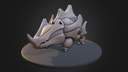 Rhyhorn Pokemon cute, pokemon, rhyhorn, creature, stylized