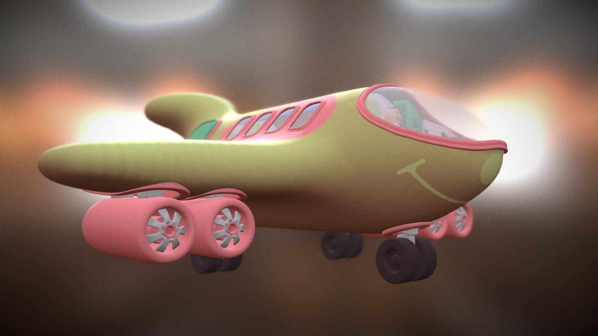 sketch of cartoon Airplane - cartoon Airplane (sketch) - 3D model by 3DWorkbench 3d model