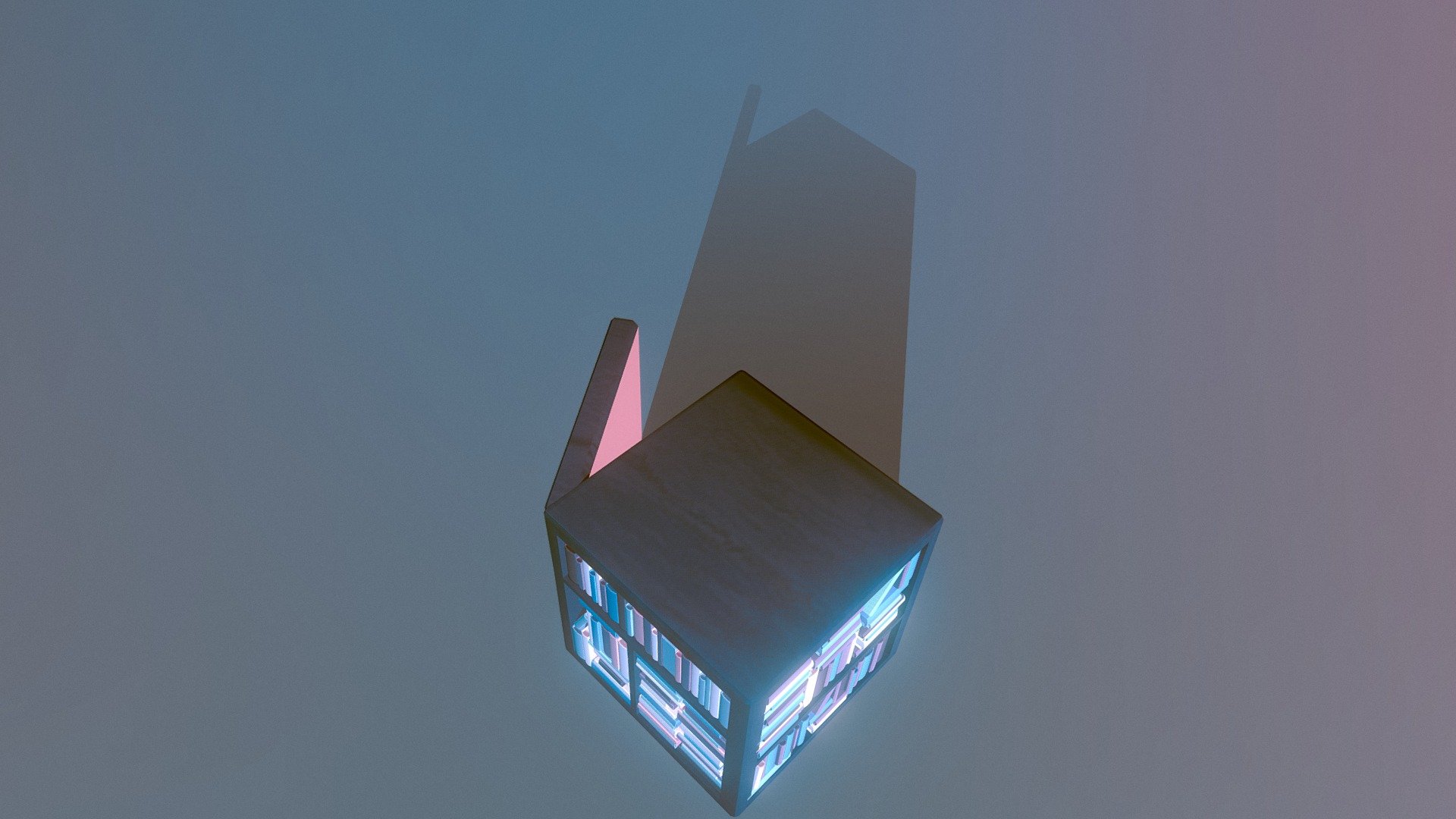 Draft for simple shapes daily-marathon. Is it bookshelf with magic world inside? Or fridge for Radagast the Greatest Mushroom Enthusiast? Or just oven for pottery? Or house with chimney? Who knows? - Cube draft - 3D model by meono 3d model
