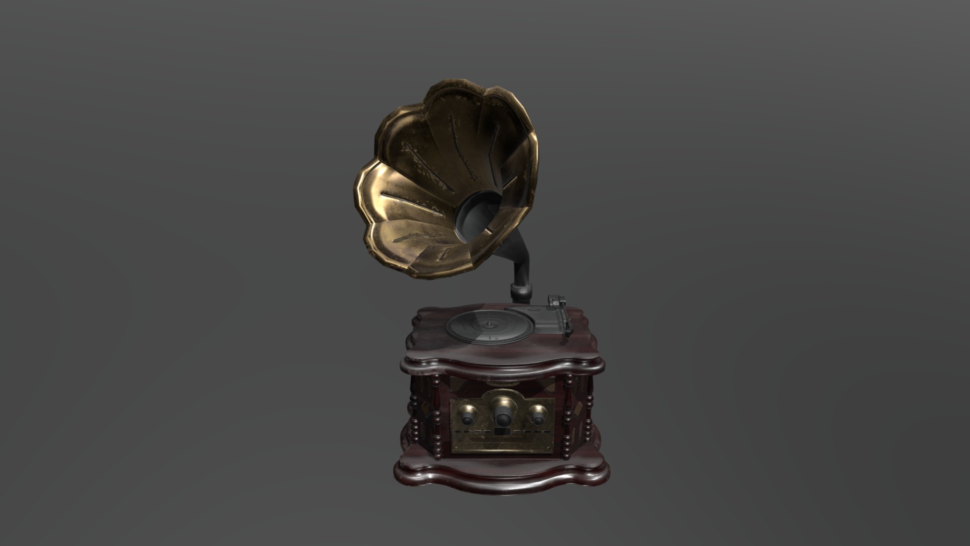 Gramophone - Modeled in 3ds Max, Textured in Substance Painter - Gramophone - 3D model by Linda Liu (@rindarinda.art) 3d model