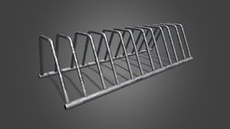 Bicycle Rack bike, bicycle, rack, road, town, metal, game-ready, sidewalk, curb, low-poly, city, street, race, environment, alluminum