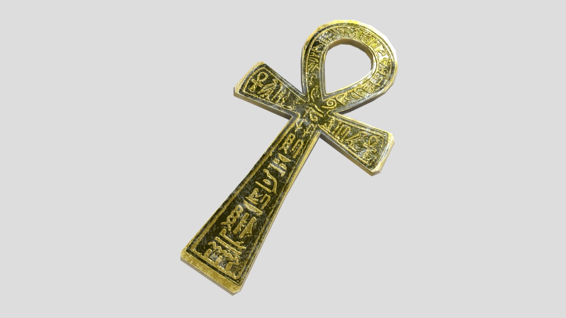 Low-poly golden Ankh model - Ankh - Buy Royalty Free 3D model by Charlotte Atwill (@atwillc) 3d model