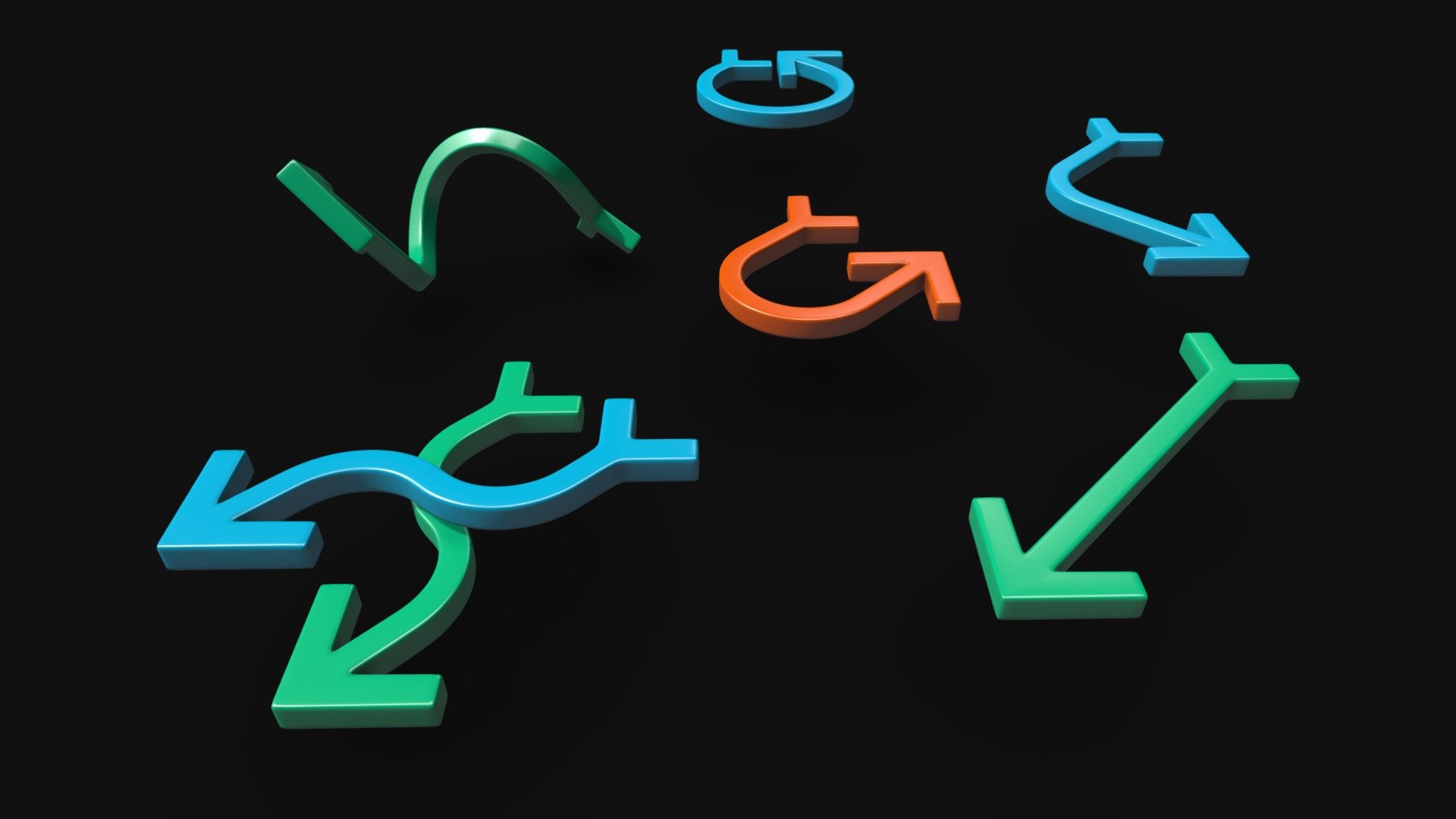 Original Low Poly Simple Arrows Collection. Ready for design projects and animation video. Source file: Cinema 4D (.c4d) - Arrows Collection - Thin Tail - Buy Royalty Free 3D model by RitorDP 3d model