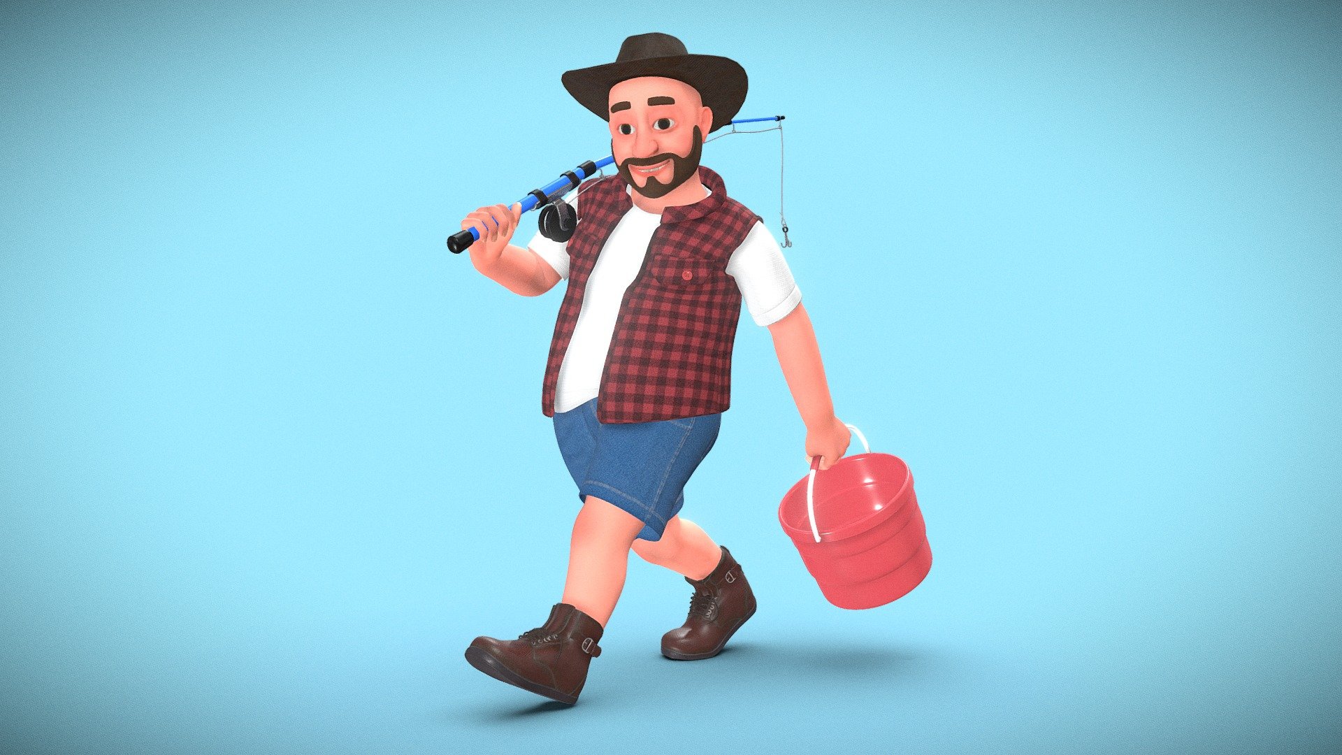 The 3D character model for fisherman. Also used bucket and fishing rod probe. This model is suitable for fishing purpose. You can use it in games, cartoons, rhymes, and any other projects. 

The model is packed with high resolution pbr textures, ready to be used in modern games or film projects. Additional custom sail poses or higher resolution textures available on demand, reach out to me for more information on that 3d model