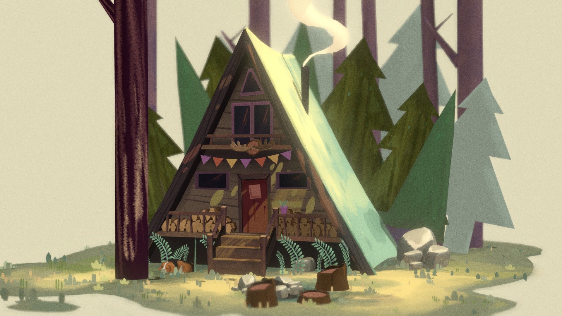 My first model that I didn't concept! I really enjoyed working on this and tried to keep the painterly/illustrative feel of the illustration in 3D.

Modelled in Maya, textured in 3DCoat and Photoshop.

Concept by @bogus_e  - https://twitter.com/bogus_e/status/1194941093449797632

My twitter: https://twitter.com/rosiejarvisart
Artstation:  https://www.artstation.com/rosiejarvis - Cozy Forest Home - 3D model by rosiejarvis 3d model