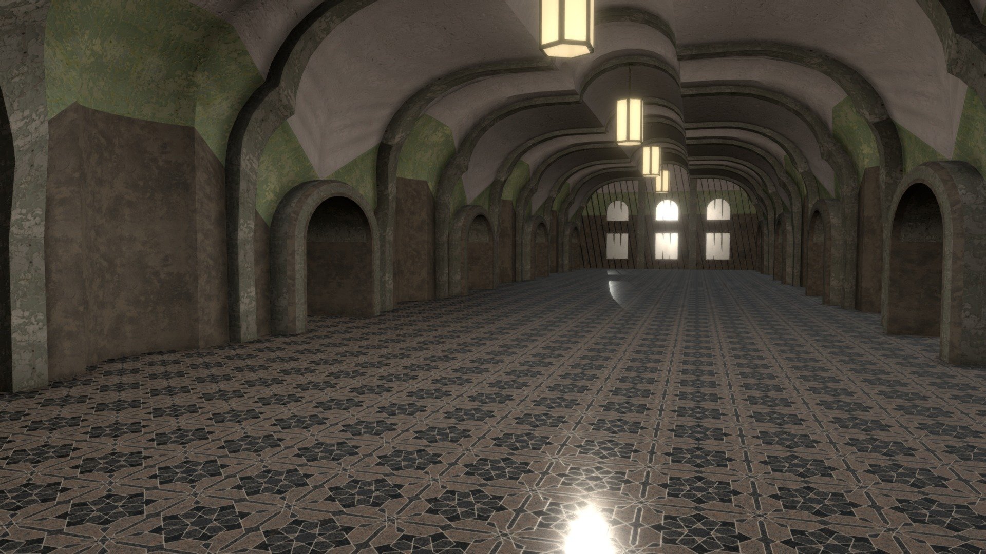 Gallery Hallway - Gallery Hallway - Buy Royalty Free 3D model by jimbogies 3d model