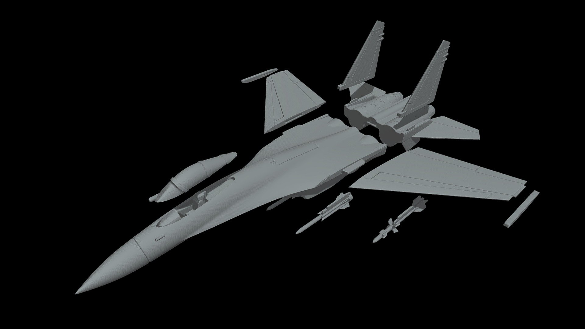 Ready to print STL Files. If you are interested to buy this model, you can download it here:

https://cults3d.com/en/users/veetrapro/3d-models - SU-27 FLANKER PRINTABLE STL FILES - 3D model by veetrapro 3d model