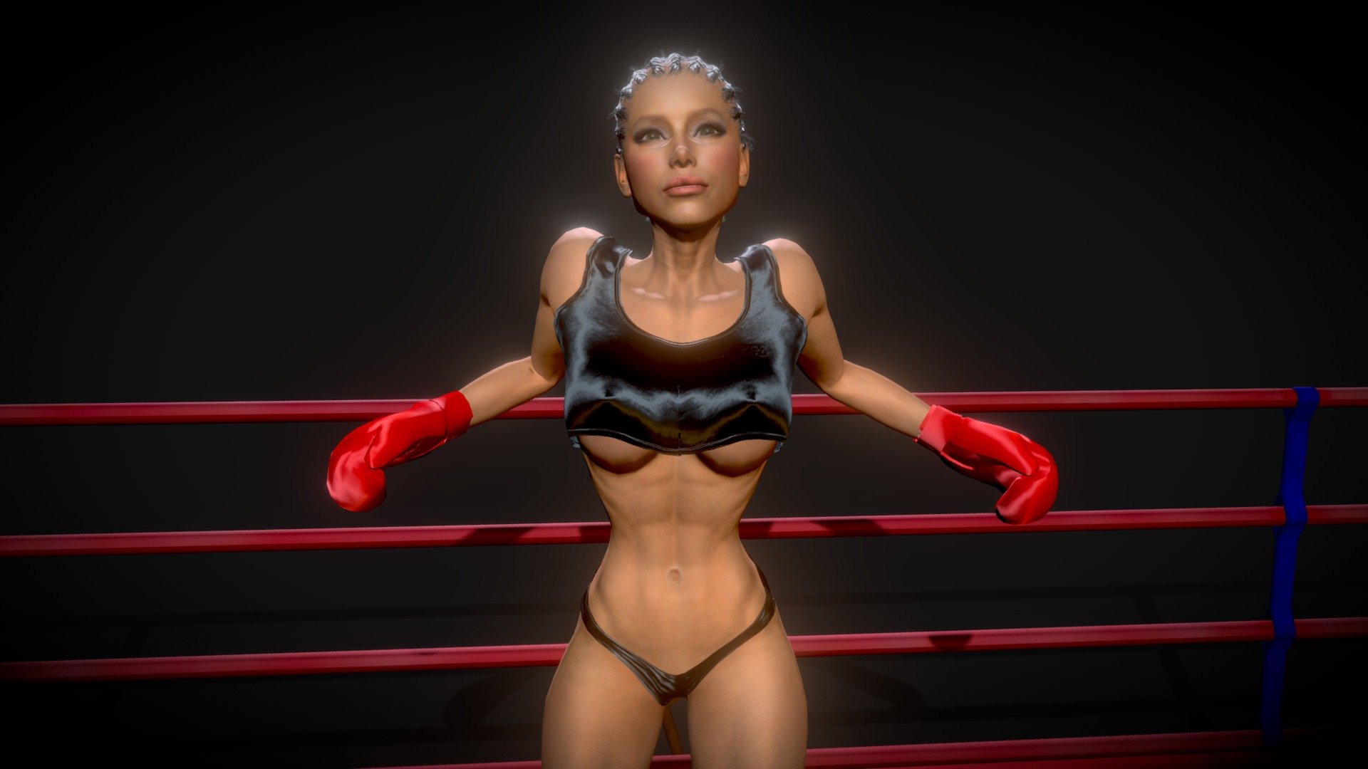 Female Boxer Fight Ready - Female Boxer Fight Ready - 3D model by AR3X (@cg-girls) 3d model