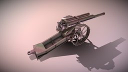 BL 60 Pounds Mark-I canon, ww1, game-ready, low-poly-model, worldwar1, bl-60-pounds