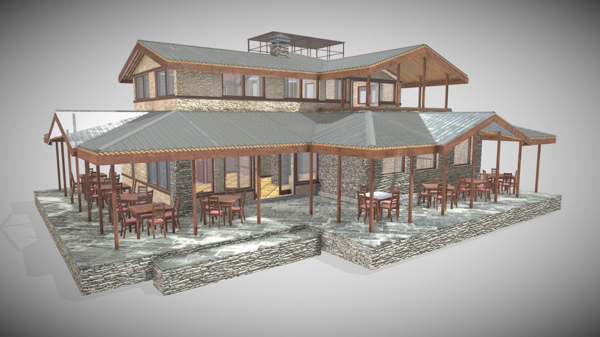 All in One Material 8k + Glass - Restaurant - Buy Royalty Free 3D model by Francesco Coldesina (@topfrank2013) 3d model
