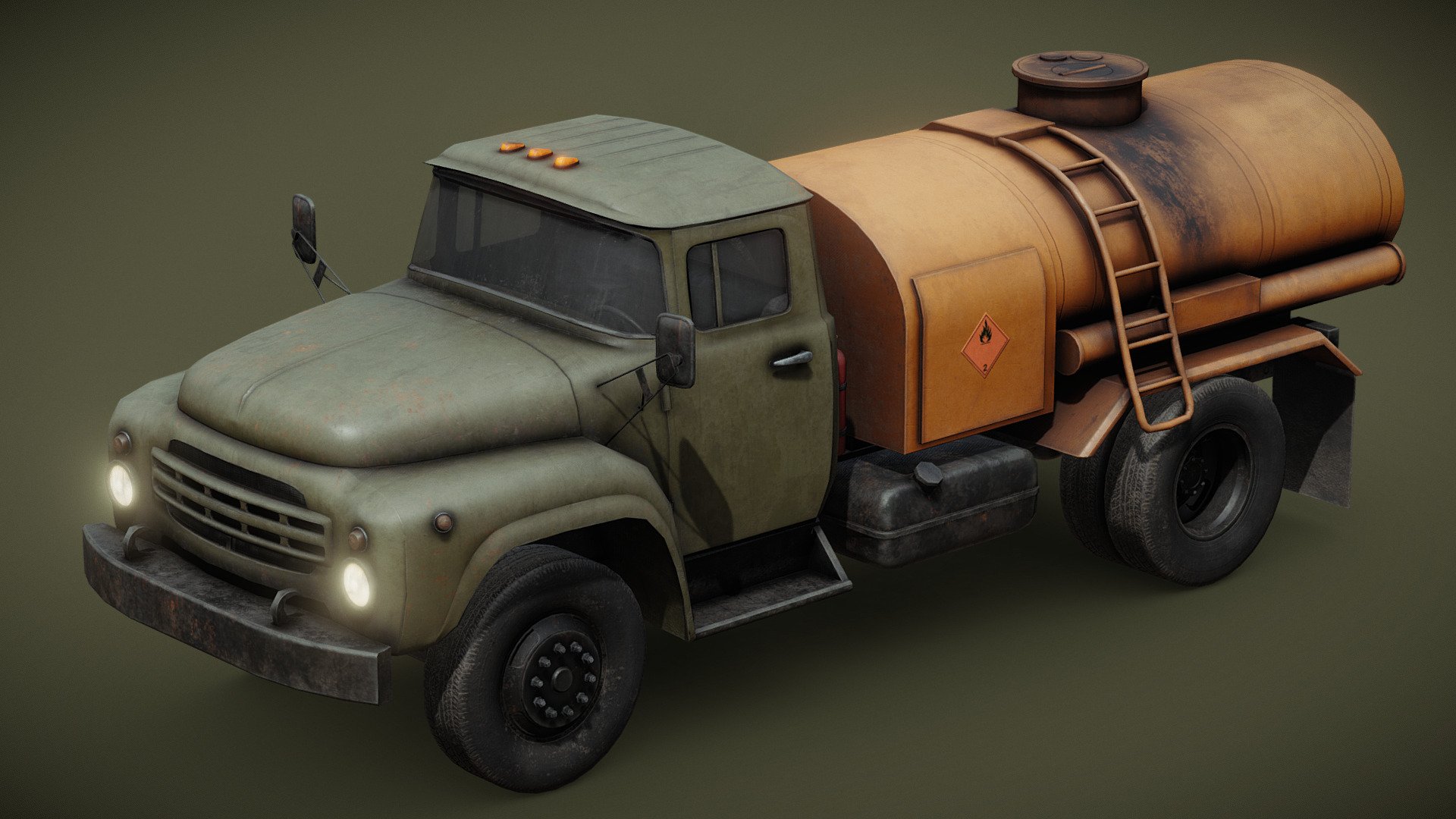 A tank truck, gas truck, fuel truck, or tanker truck (American English) or tanker (British English) is a motor vehicle designed to carry liquids or gases on roads. The largest such vehicles are similar to railroad tank cars, which are also designed to carry liquid loads. Many variants exist due to the wide variety of liquids that can be transported. Tank trucks tend to be large; they may be insulated or non-insulated; pressurized or non-pressurized; and designed for single or multiple loads (often by means of internal divisions in their tank) 3d model