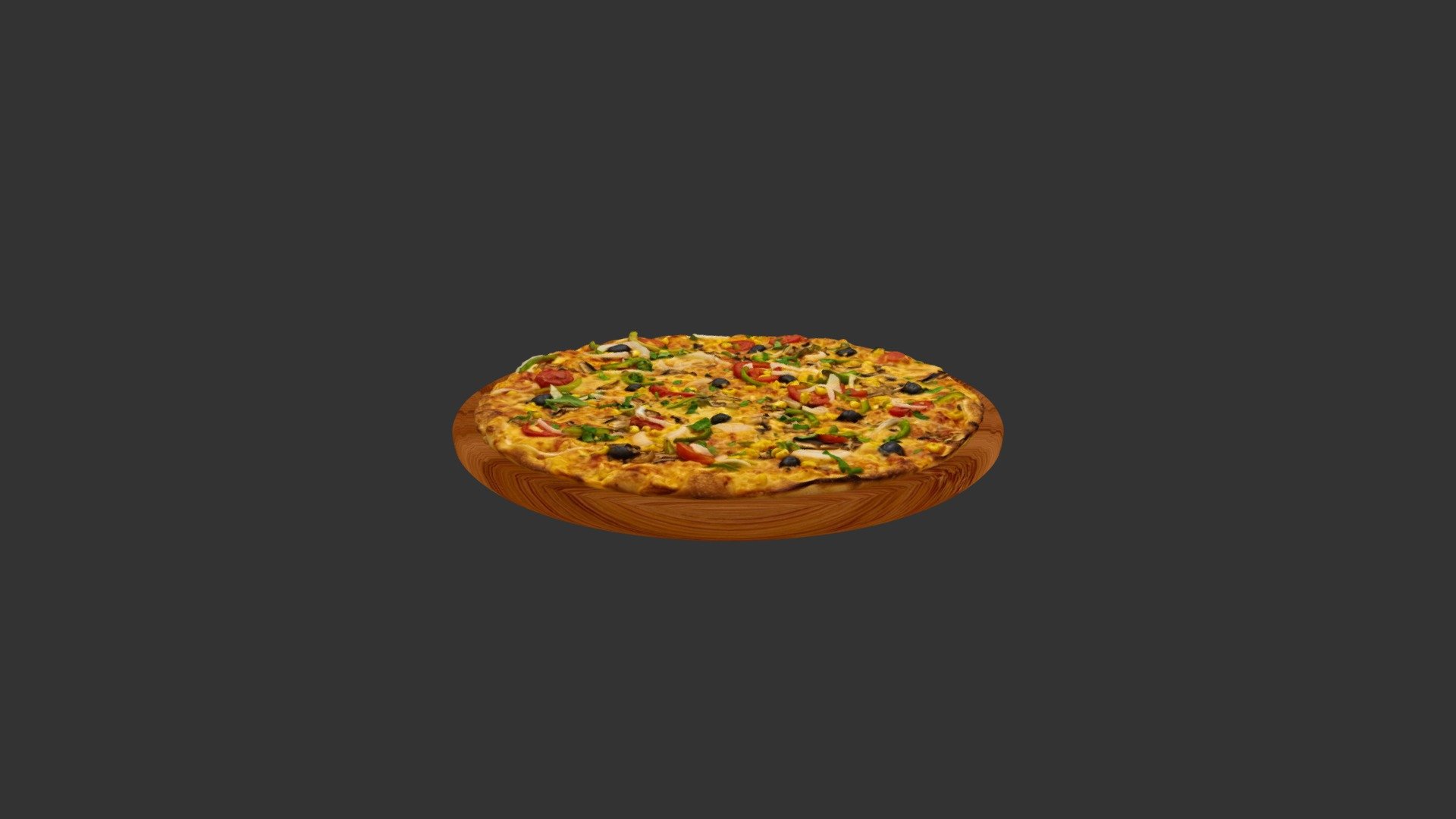 Corn Mushrooms Oliv Pepper Pizza - 3D model by alex.alexandrov.a 3d model