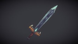 sword krita, sketchfabweeklychallenge, handpainted, blender, lowpoly, sword