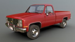 1984 Chevrolet C10 truck, chevrolet, pickup, chevy, 80s, midpoly, vehicle, squarebody