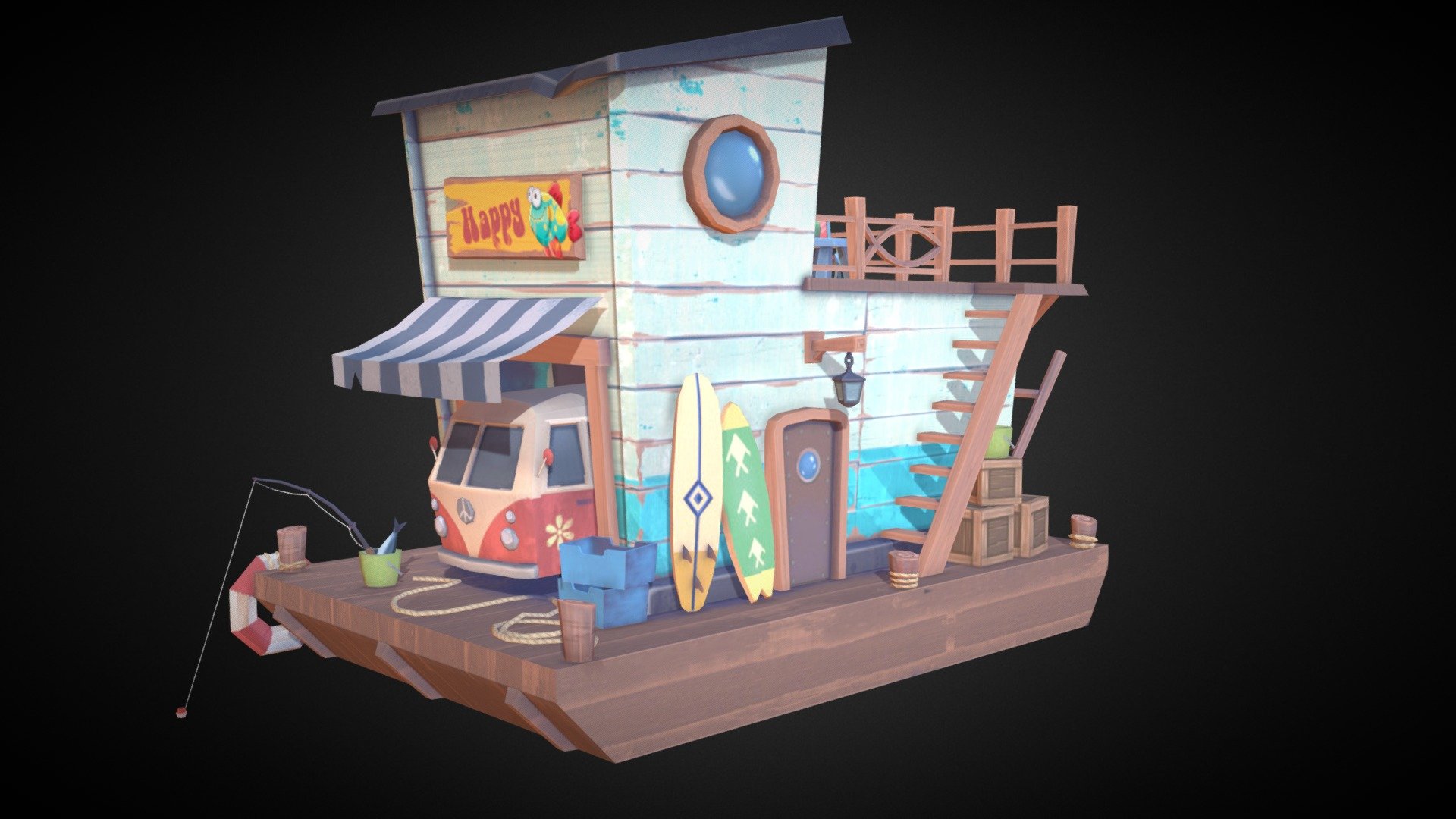 Floating Hippie House - 3D model by Katerina..Godina 3d model